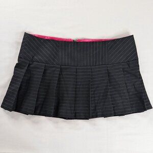 Y2k Charlotte Russe Black Pinstripe Pleated Micro Mini Skirt Office Siren